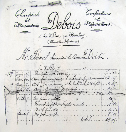 Facture Jules Debois 1891